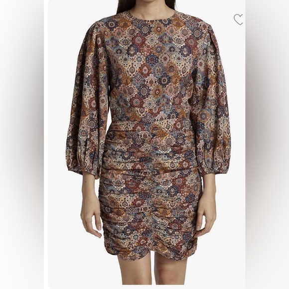 Rhode Resost Sasha Ruched Mini Dress Tabriz Medium - Picture 1 of 6